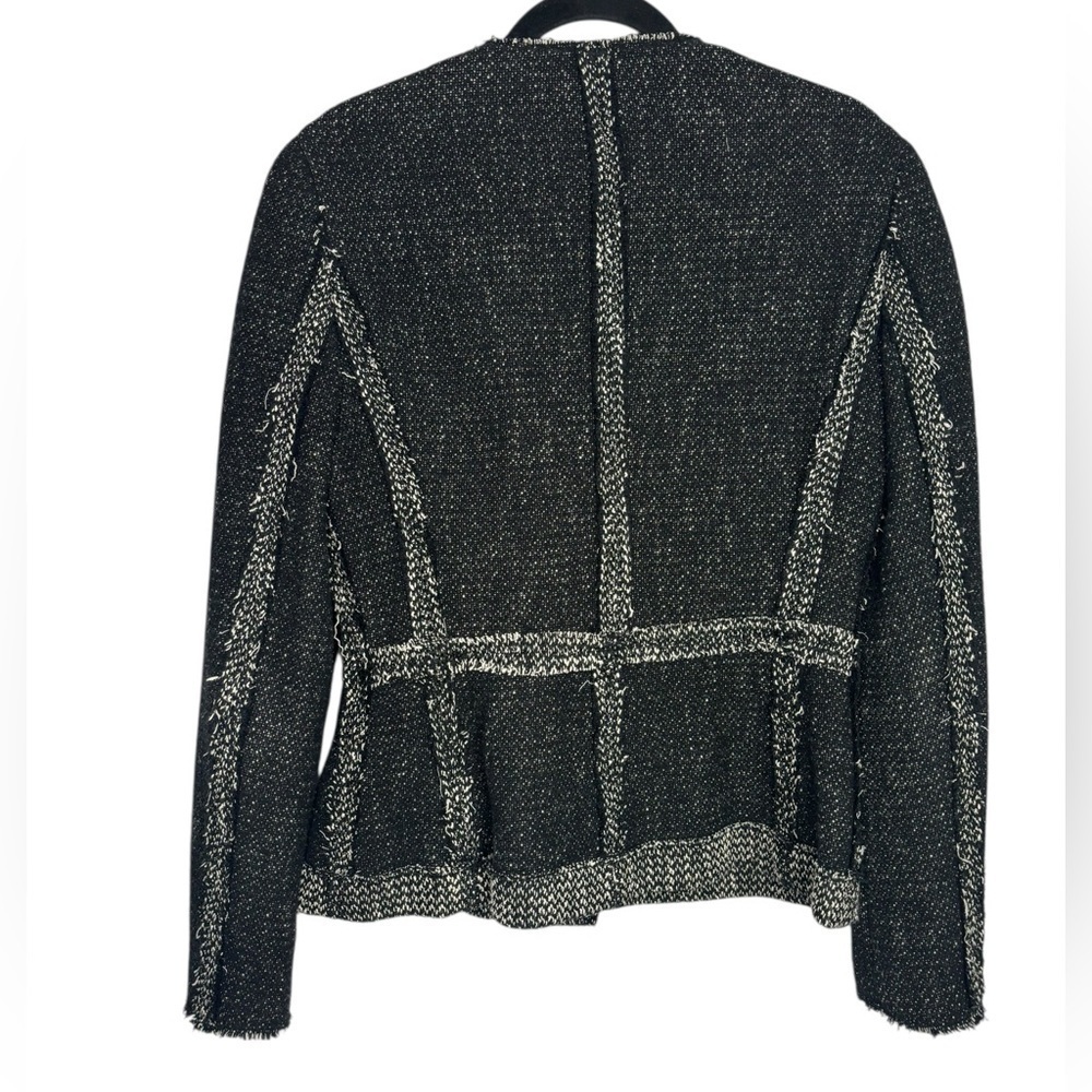 Rebecca Taylor Academia Business Structured Tweed Distressed Raw Hem Blazer 8 - Picture 5 of 15